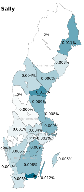 Swedish Regional Distribution for Sally (f)