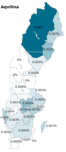 Swedish Regional Distribution for Aqvilina (f)