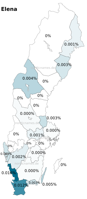 Swedish Regional Distribution for Elena (f)