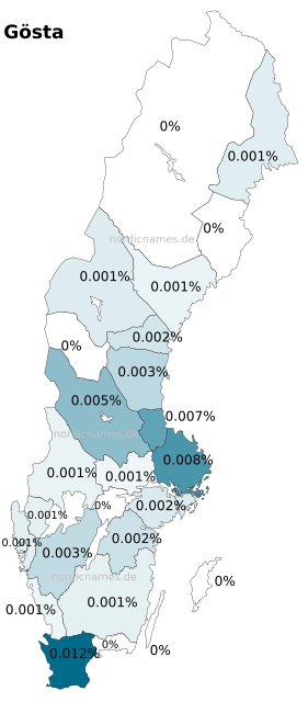 Swedish Regional Distribution for Gösta (m)