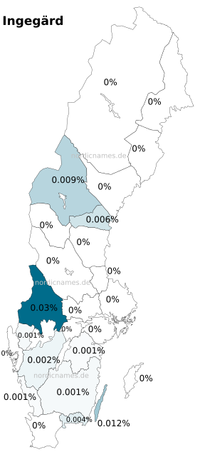 Swedish Regional Distribution for Ingegärd (f)