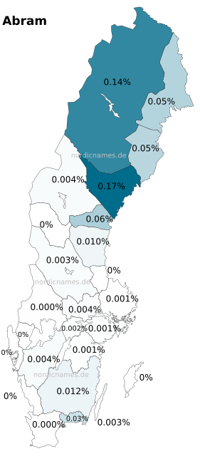 Swedish Regional Distribution for Abram (m)