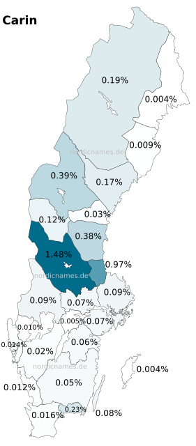 Swedish Regional Distribution for Carin (f)