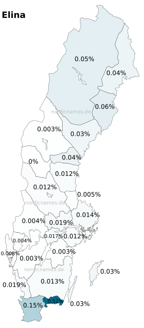 Swedish Regional Distribution for Elina (f)