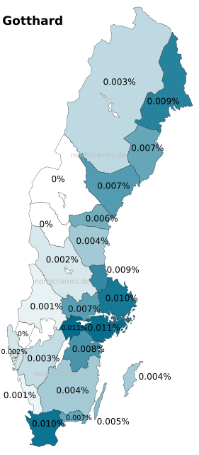 Swedish Regional Distribution for Gotthard (m)