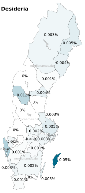 Swedish Regional Distribution for Desideria (f)