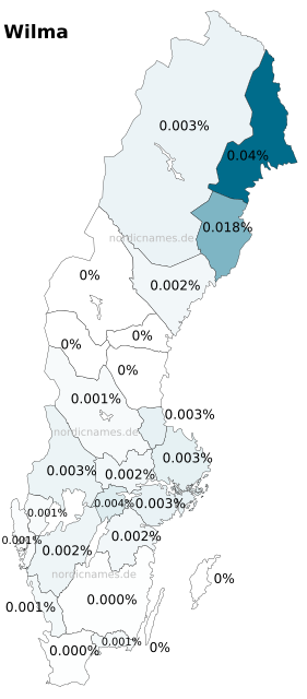 Swedish Regional Distribution for Wilma (f)