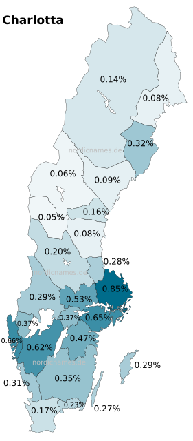 Swedish Regional Distribution for Charlotta (f)