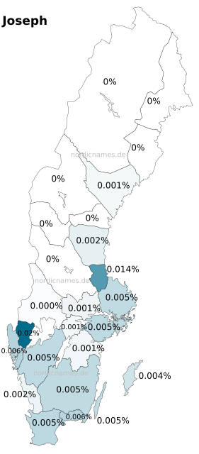 Swedish Regional Distribution for Joseph (m)