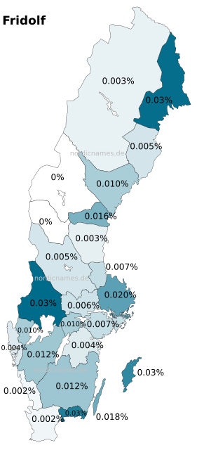 Swedish Regional Distribution for Fridolf (m)