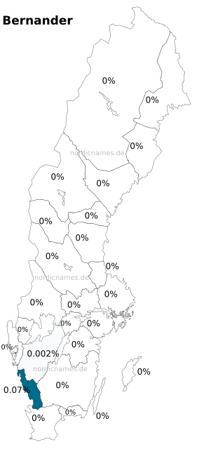 Swedish Regional Distribution for Bernander (m)