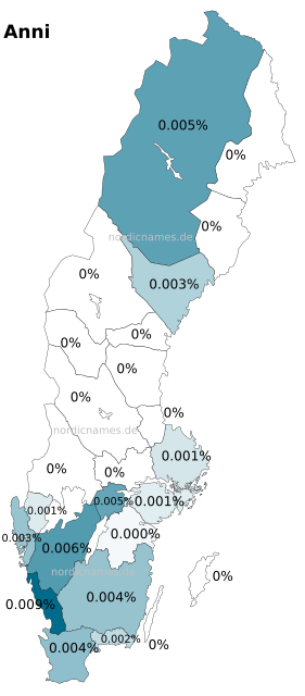 Swedish Regional Distribution for Anni (f)