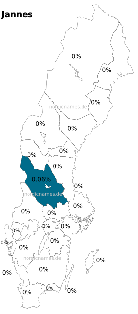 Swedish Regional Distribution for Jannes (m)