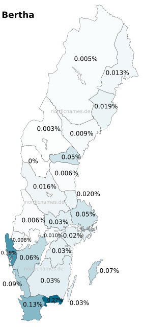 Swedish Regional Distribution for Bertha (f)