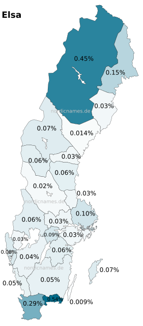 Swedish Regional Distribution for Elsa (f)