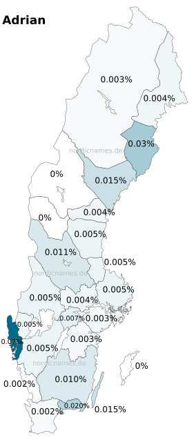 Swedish Regional Distribution for Adrian (m)