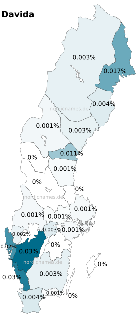 Swedish Regional Distribution for Davida (f)