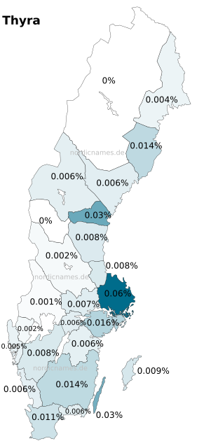 Swedish Regional Distribution for Thyra (f)