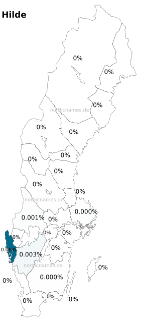 Swedish Regional Distribution for Hilde (m)