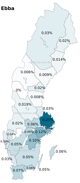 Swedish Regional Distribution for Ebba (f)