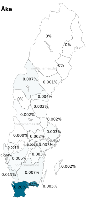 Swedish Regional Distribution for Åke (m)