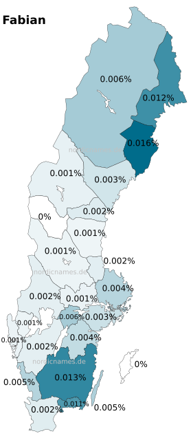 Swedish Regional Distribution for Fabian (m)