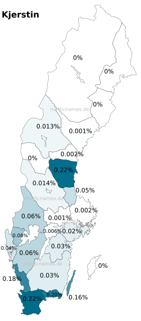 Swedish Regional Distribution for Kjerstin (f)