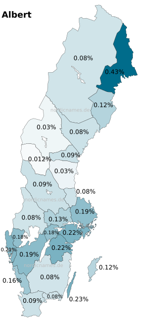Swedish Regional Distribution for Albert (m)