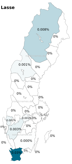 Swedish Regional Distribution for Lasse (m)