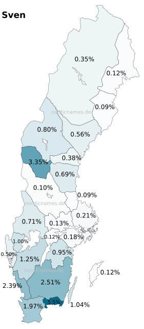Swedish Regional Distribution for Sven (m)