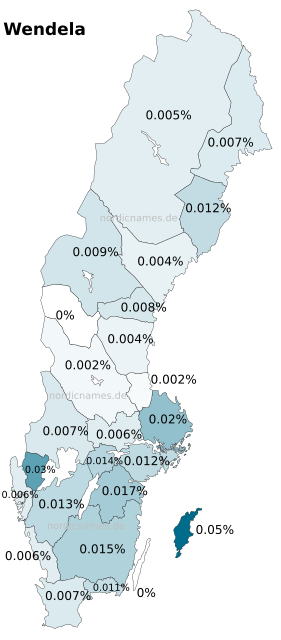 Swedish Regional Distribution for Wendela (f)