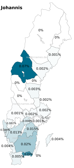 Swedish Regional Distribution for Johannis (m)