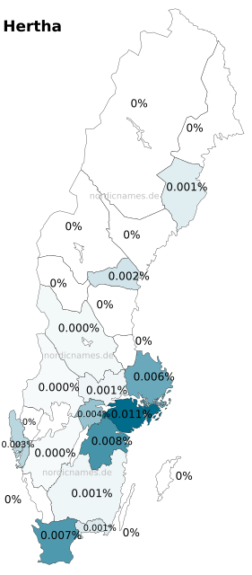 Swedish Regional Distribution for Hertha (f)