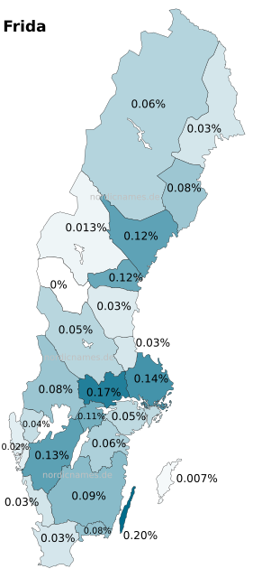 Swedish Regional Distribution for Frida (f)