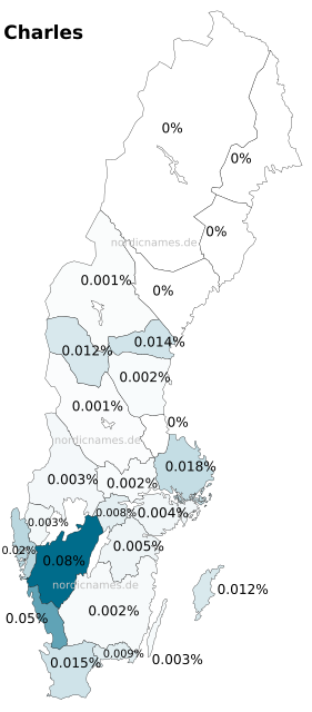 Swedish Regional Distribution for Charles (m)