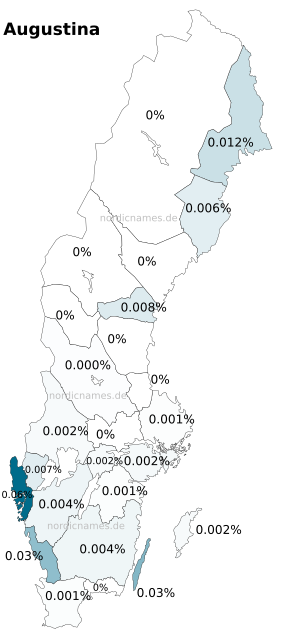 Swedish Regional Distribution for Augustina (f)