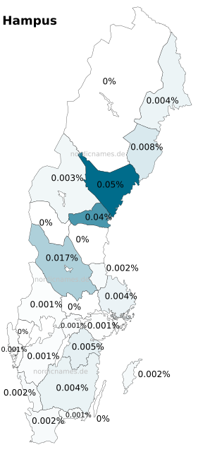 Swedish Regional Distribution for Hampus (m)