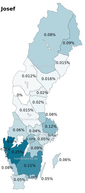 Swedish Regional Distribution for Josef (m)