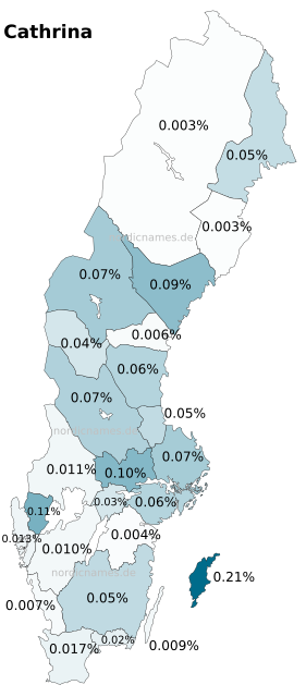 Swedish Regional Distribution for Cathrina (f)