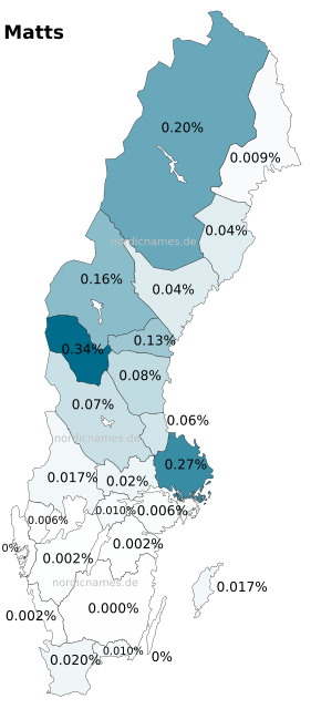 Swedish Regional Distribution for Matts (m)