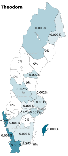 Swedish Regional Distribution for Theodora (f)