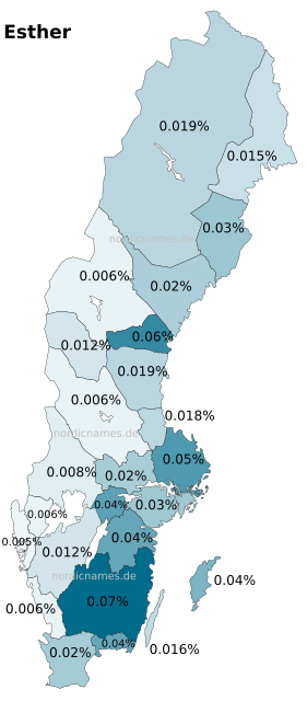 Swedish Regional Distribution for Esther (f)