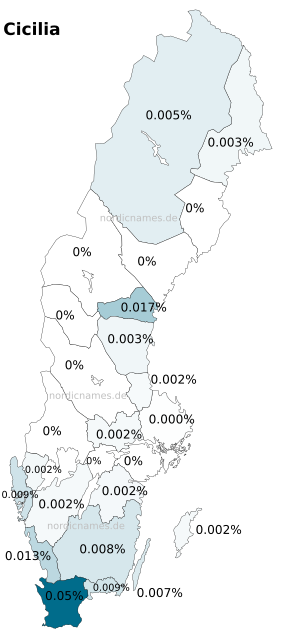 Swedish Regional Distribution for Cicilia (f)
