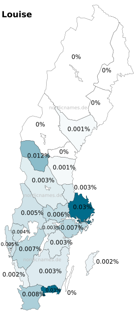 Swedish Regional Distribution for Louise (f)