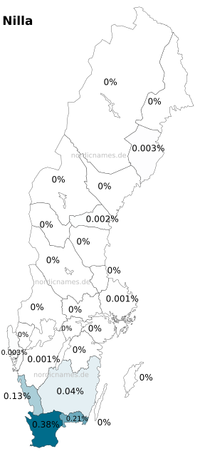 Swedish Regional Distribution for Nilla (f)