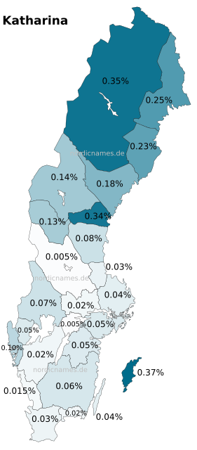 Swedish Regional Distribution for Katharina (f)