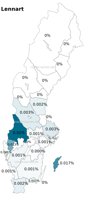 Swedish Regional Distribution for Lennart (m)