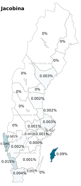 Swedish Regional Distribution for Jacobina (f)