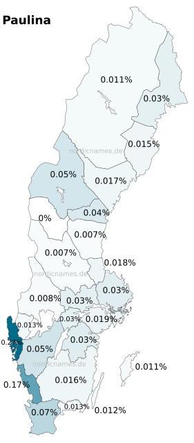 Swedish Regional Distribution for Paulina (f)