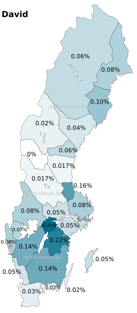 Swedish Regional Distribution for David (m)